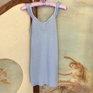 Vintage Light Blue Polka Dot Dress Small